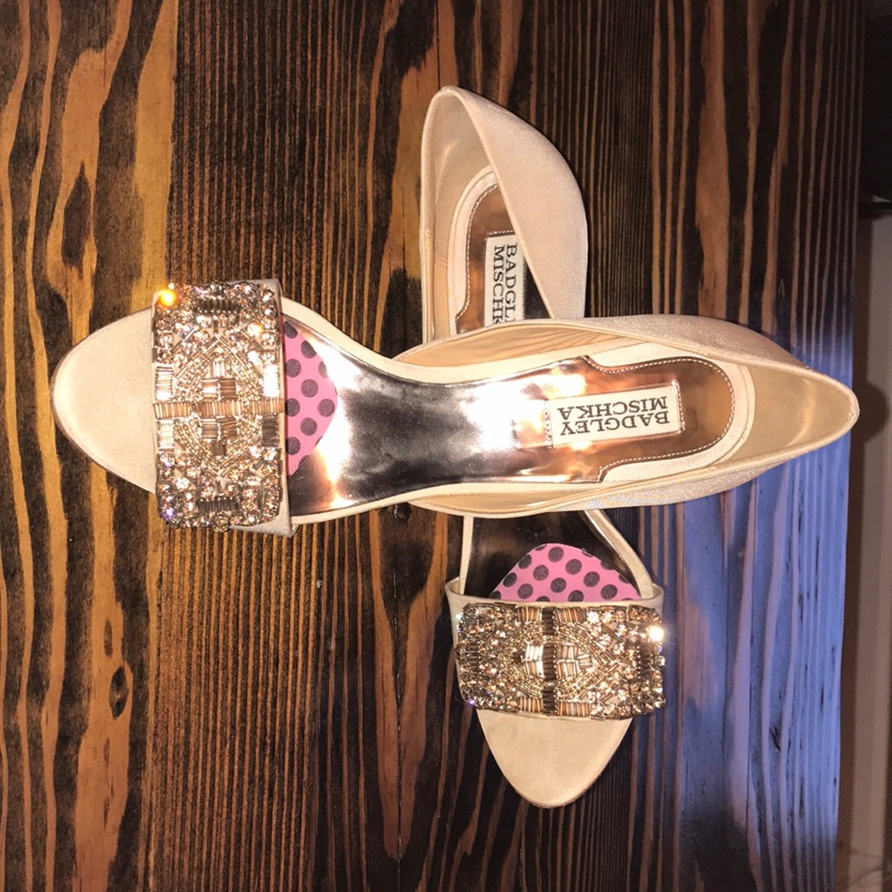 shoes size 8.5 champagne and rose gold